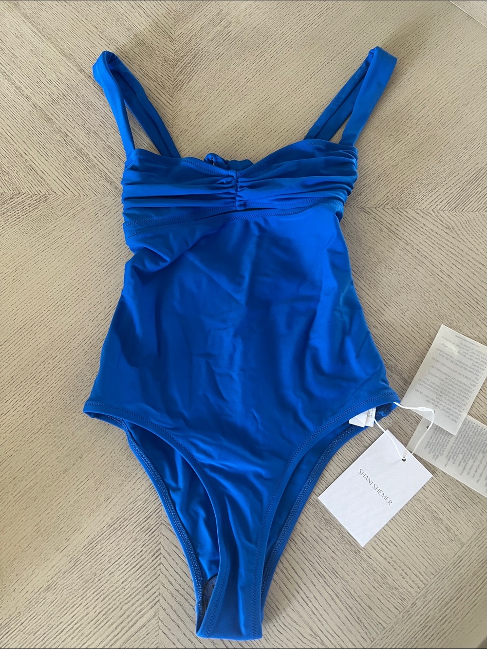 Solid Royal Blue One-Piece Swimsuit with Ruched Bust